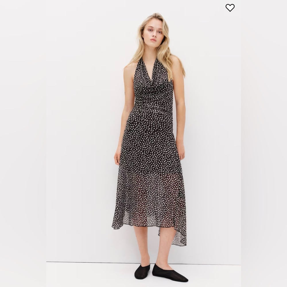 Divided H&M Polka Dot Halter Dress Black White Size L NWT🖤 summer girly